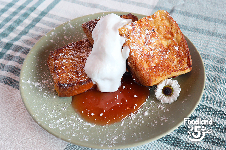 Haupia Guava French Toast with Whipped Cream